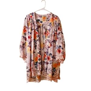 Anthropologie Jodifl Open Front Floral Kimono-Style Cardigan